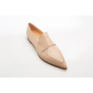 AGL Women's Beige Patent Leather Loafer Flat Pointed Slip-On Size 41 New Flawed